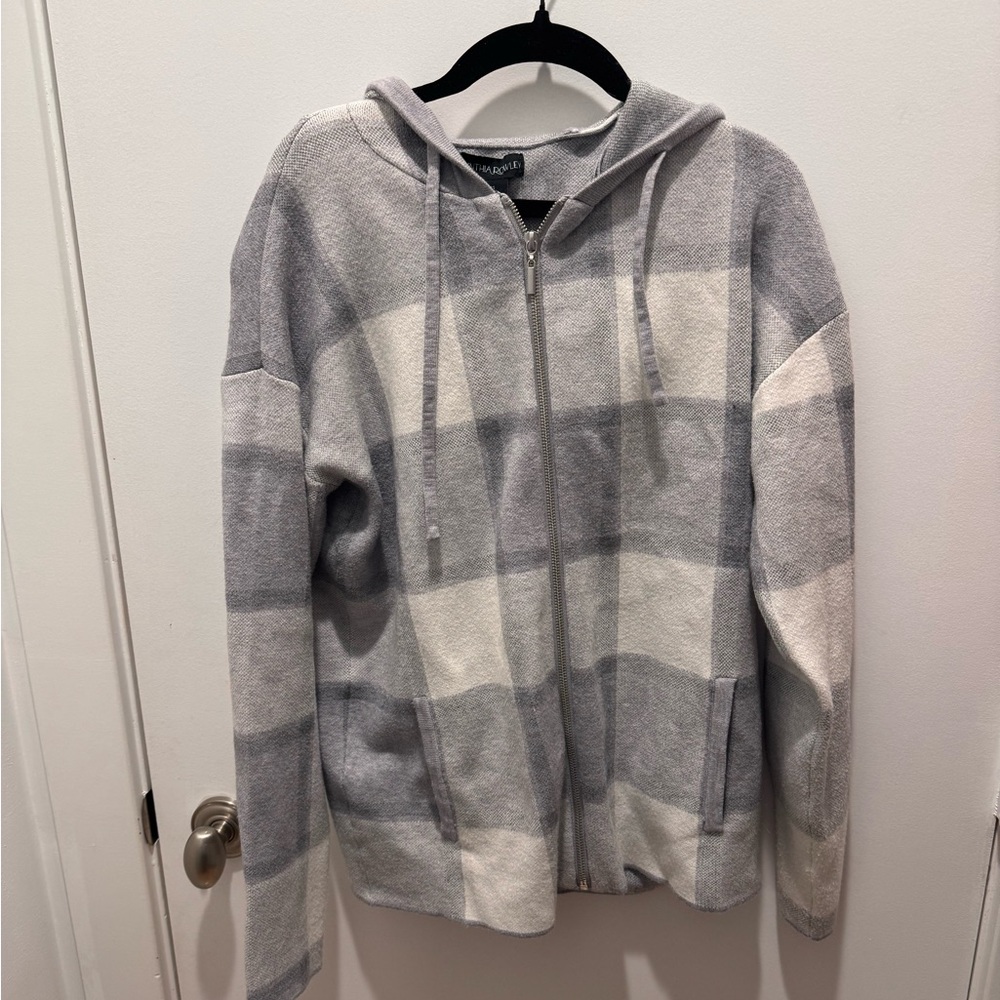 Cynthia Rowley Gray Checkered Zip Up Sweatshirt